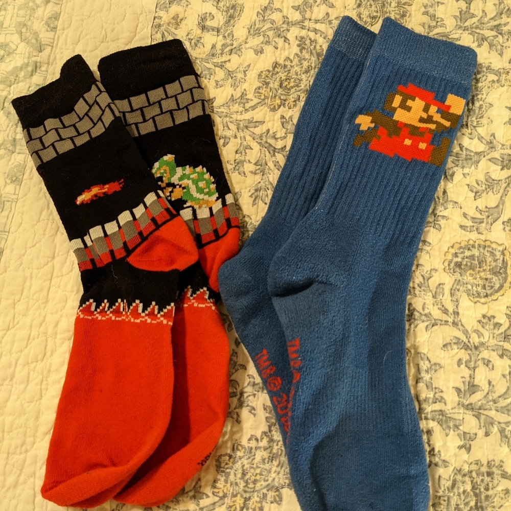 Two pairs of Nintendo socks